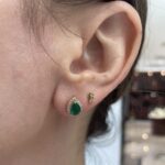 Yellow Gold Pear-Shaped Diamond Halo Emerald Earrings