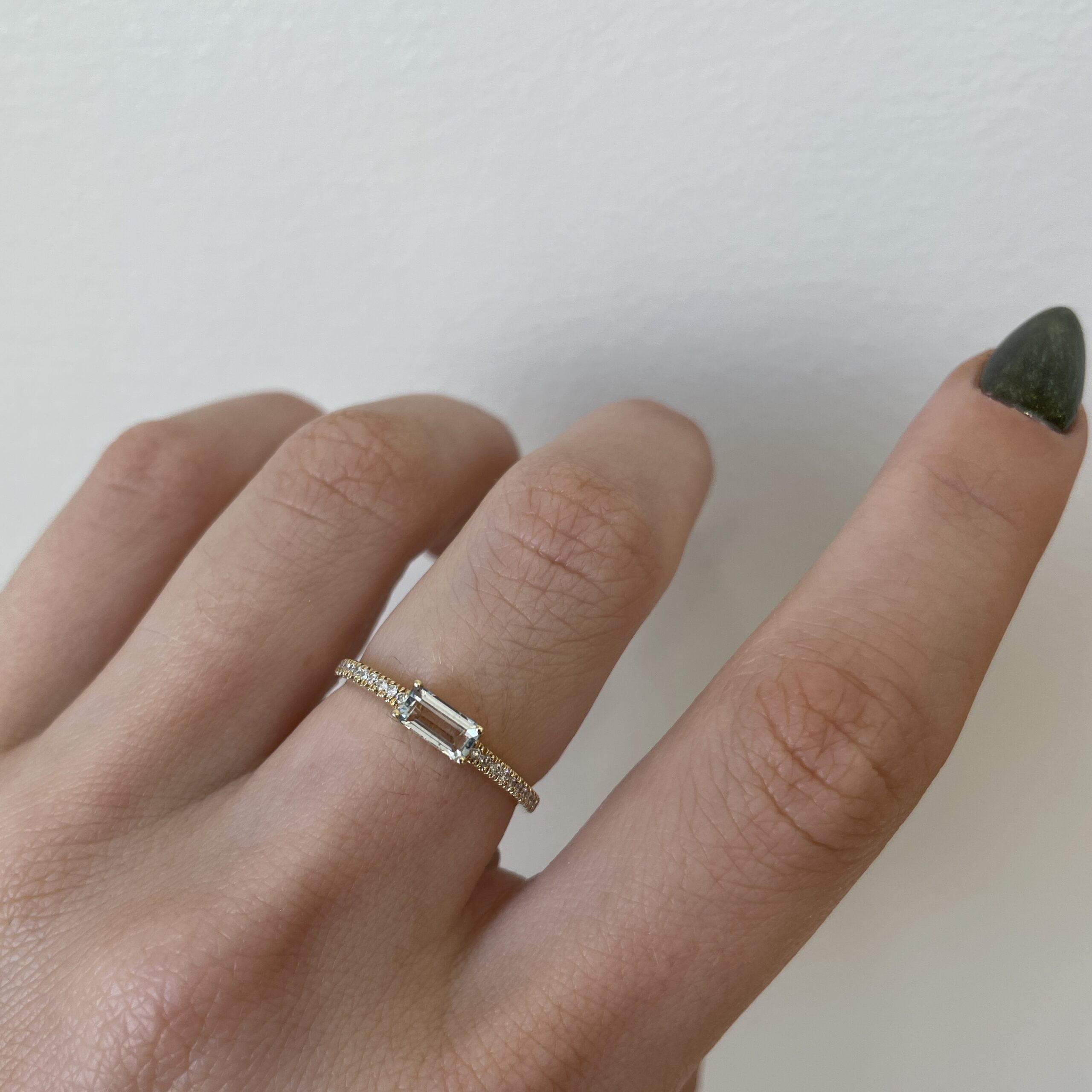 Yellow Gold Aquamarine and Diamond Ring