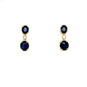 Yellow Gold Sapphire Earrings with Diamonds