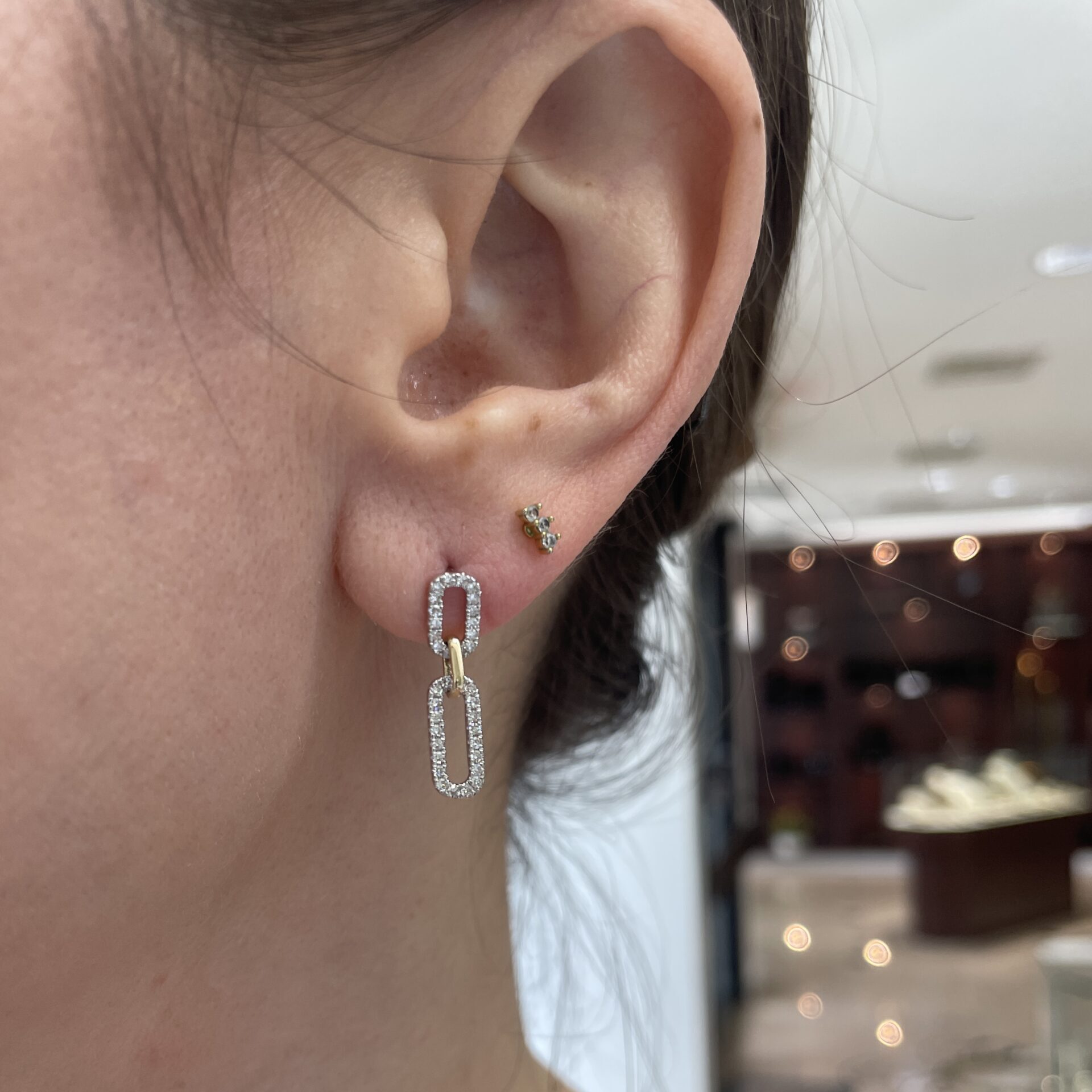 Two-Tone Gold Diamond Earrings
