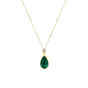 Yellow Gold Pear-Shaped Emerald Necklace