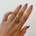 Estate: Yellow Gold Freeform Fashion Ring with Diamonds