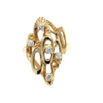 Estate: Yellow Gold Freeform Fashion Ring with Diamonds