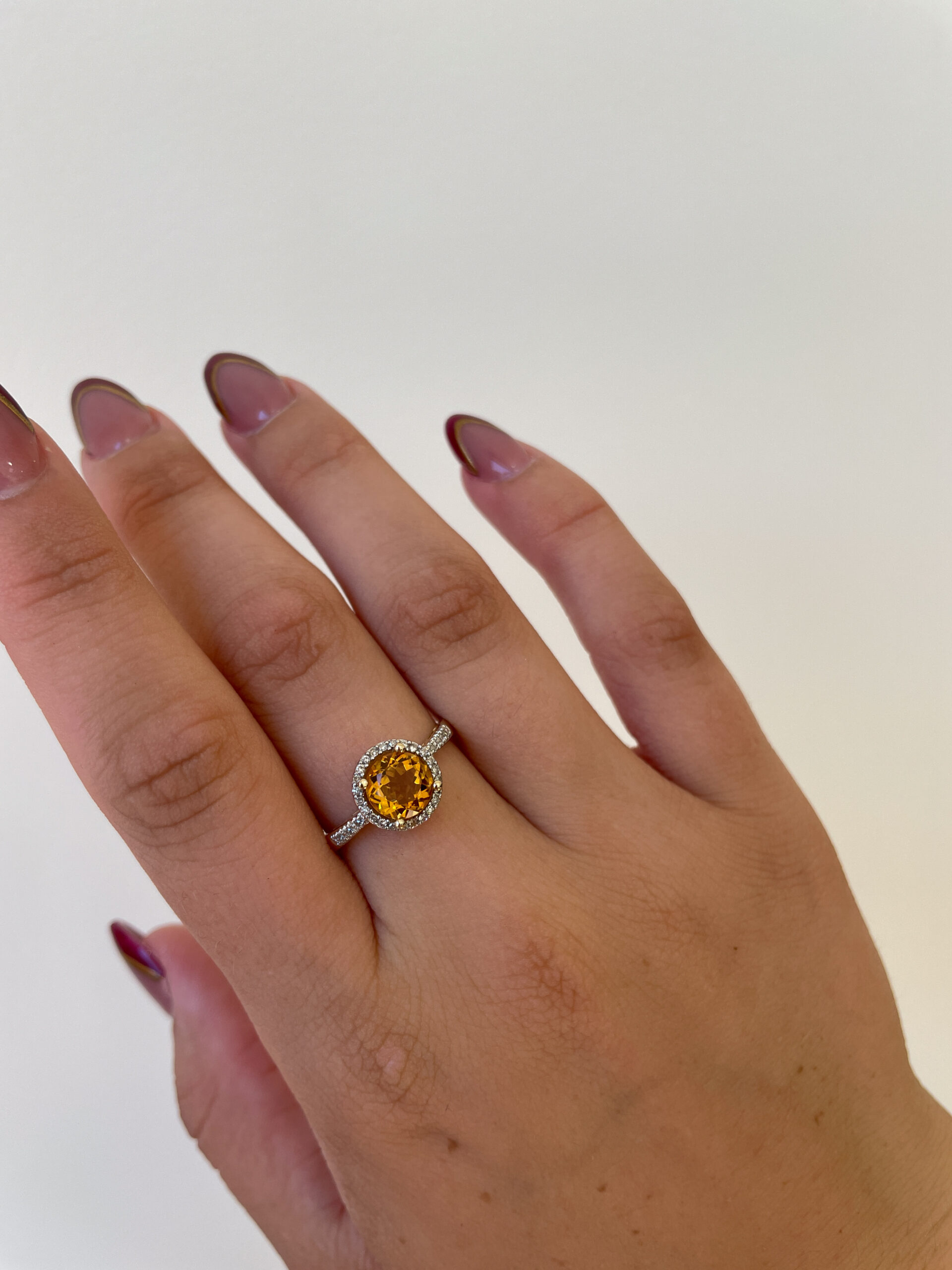 Estate: Yellow Gold Citrine Ring with Diamonds