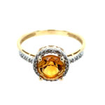 Estate: Yellow Gold Citrine Ring with Diamonds