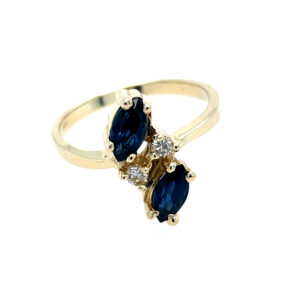 Estate: Yellow Gold Sapphire and Diamond Ring