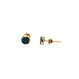Yellow Gold Bezel-Set Boulder Opal Stud Earrings