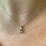 Yellow Gold Oval Peridot and Diamond Necklace