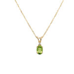 Yellow Gold Oval Peridot and Diamond Necklace