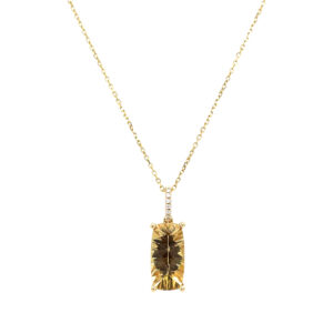 Yellow Gold Citrine and Diamond Necklace