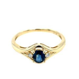 Yellow Gold Sapphire and Diamond Ring