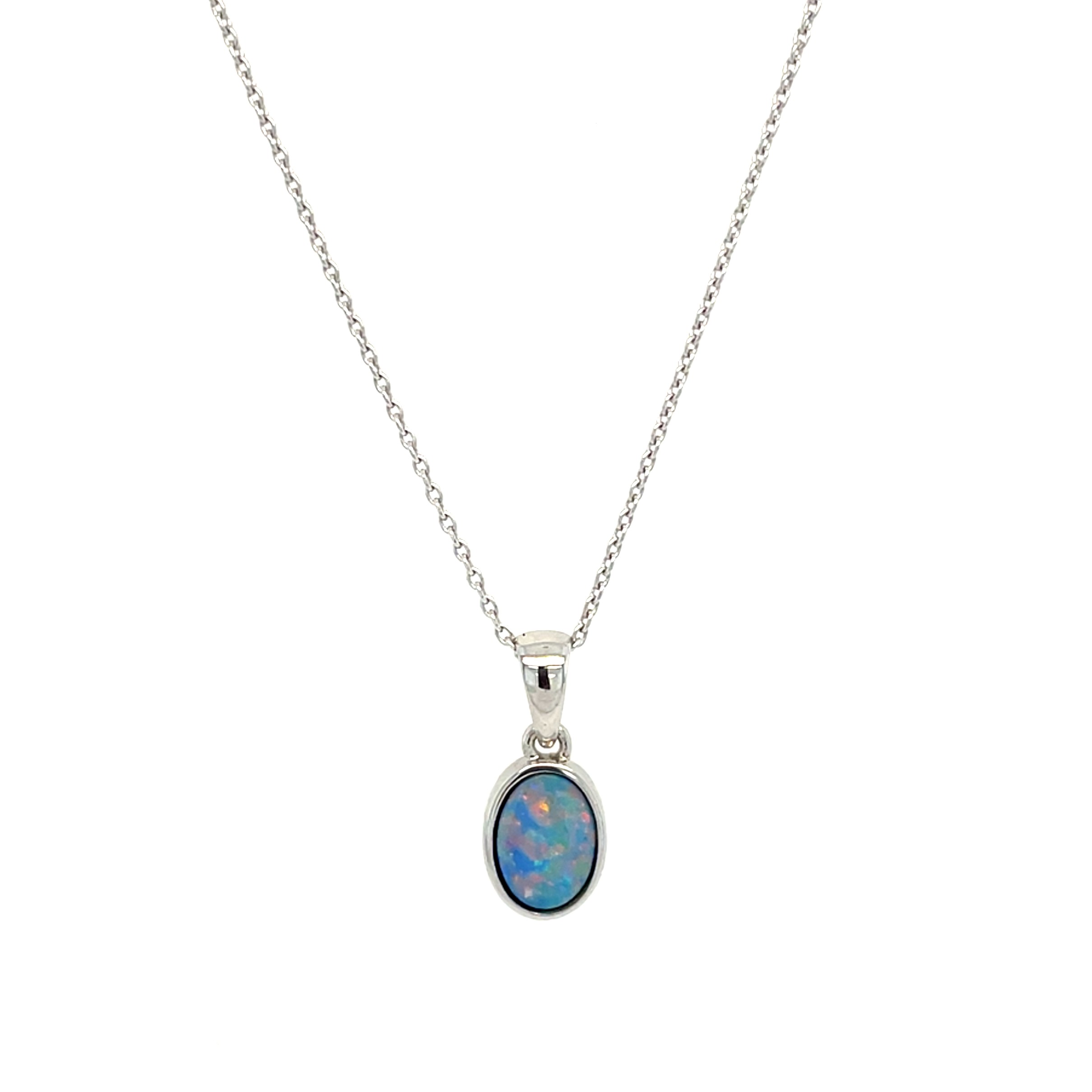 White Gold Boulder Opal Necklace