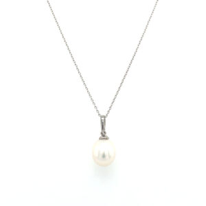 White Gold Freshwater Pearl Drop Necklace