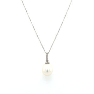 White Gold Freshwater Pearl Drop Necklace