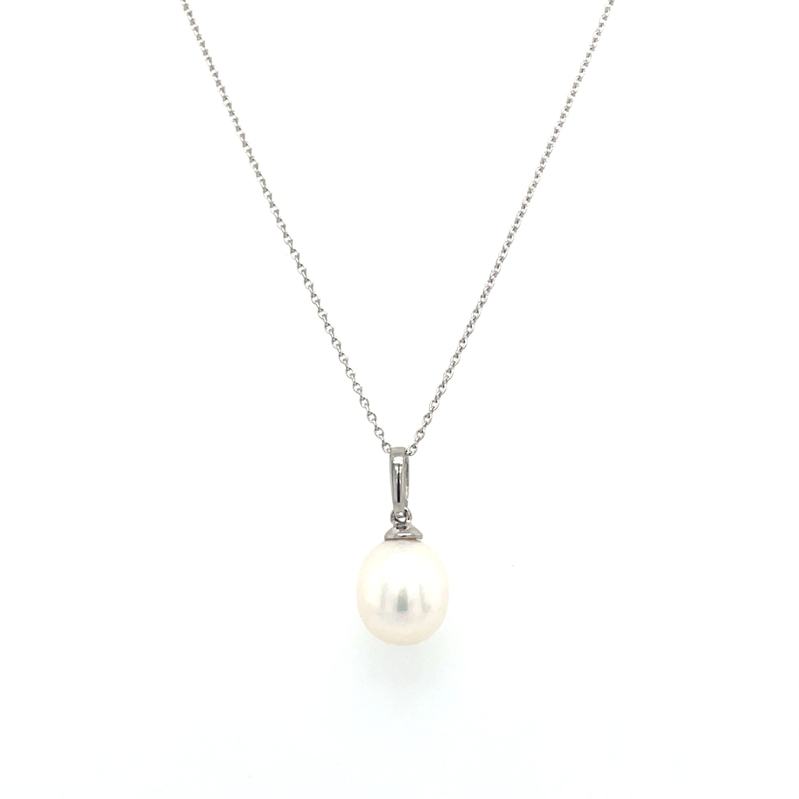 White Gold Freshwater Pearl Drop Necklace