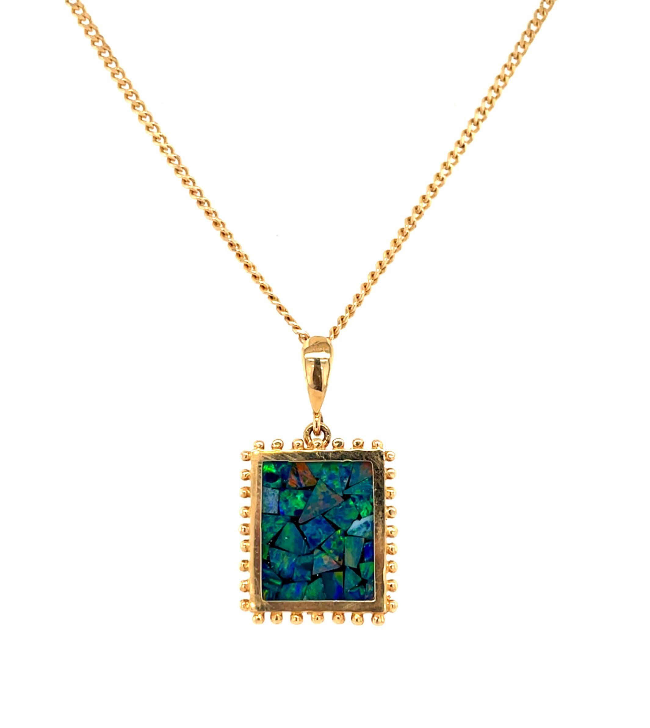 Estate:  Yellow Gold Opal Mosaic Necklace
