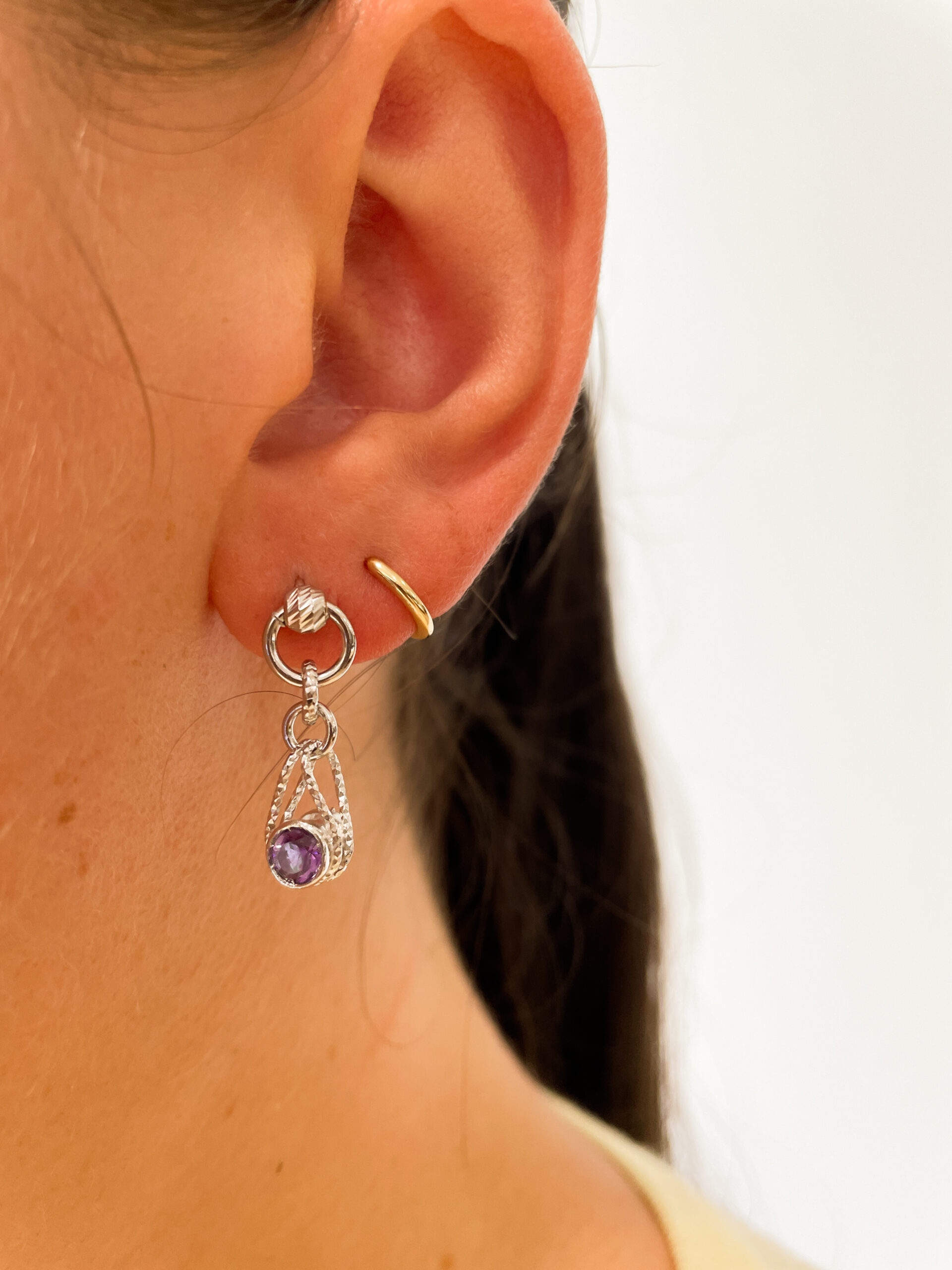 Sterling Silver Amethyst & Blue Topaz Reversible Earrings