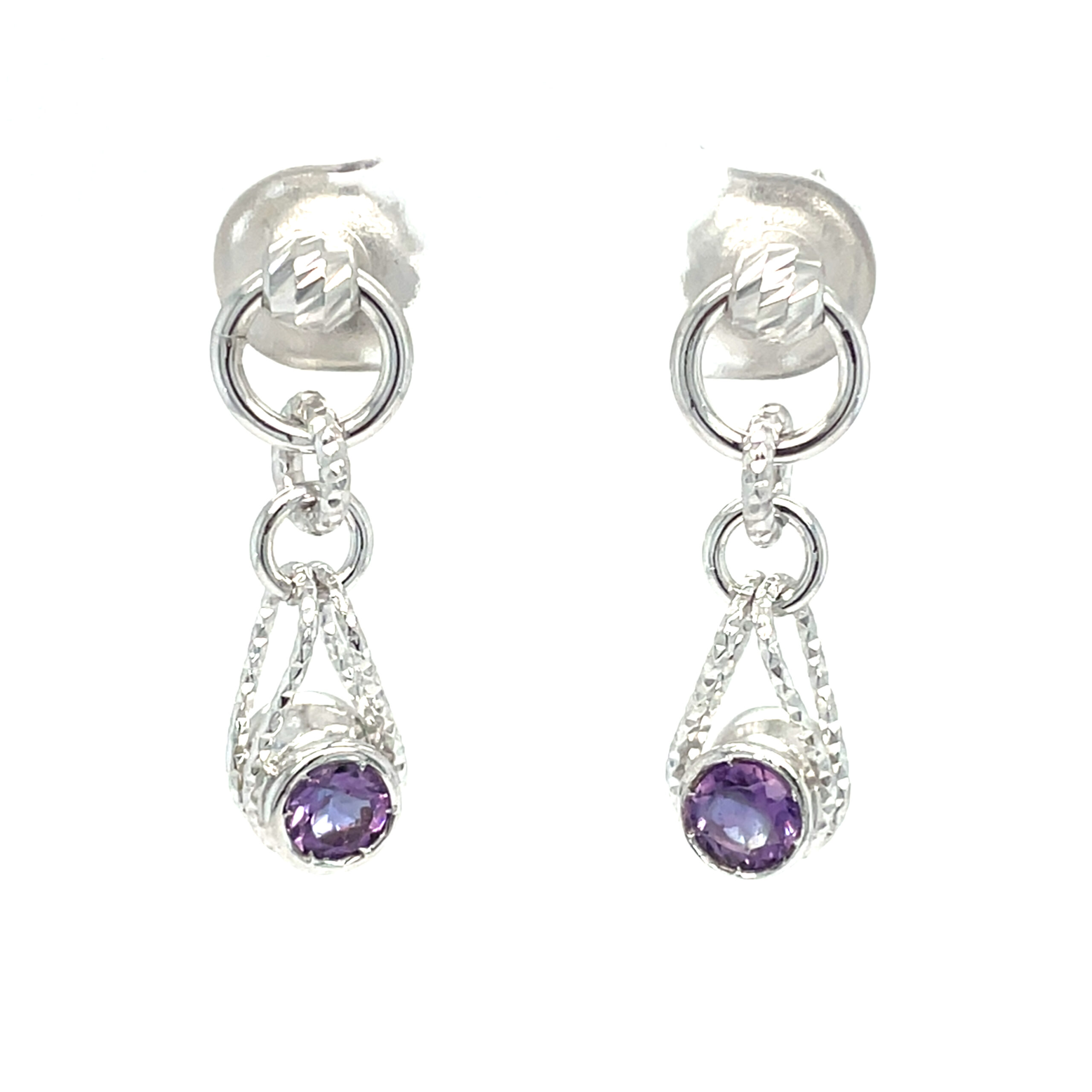 Sterling Silver Amethyst & Blue Topaz Reversible Earrings