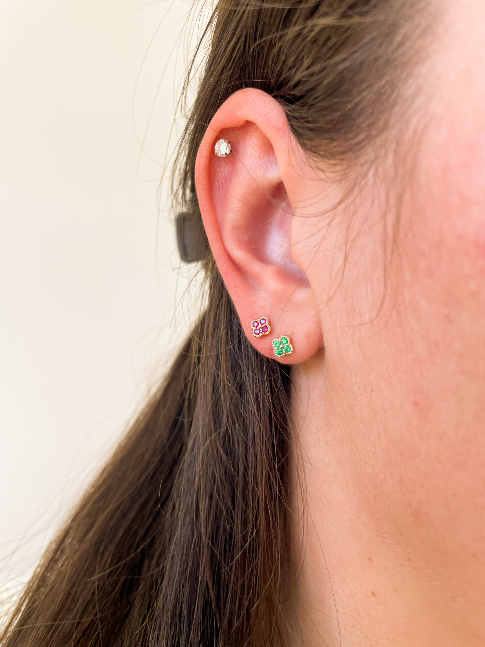 Yellow Gold Quatrefoil Ruby Earrings