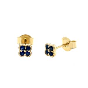Yellow Gold Quatrefoil Sapphire Earrings