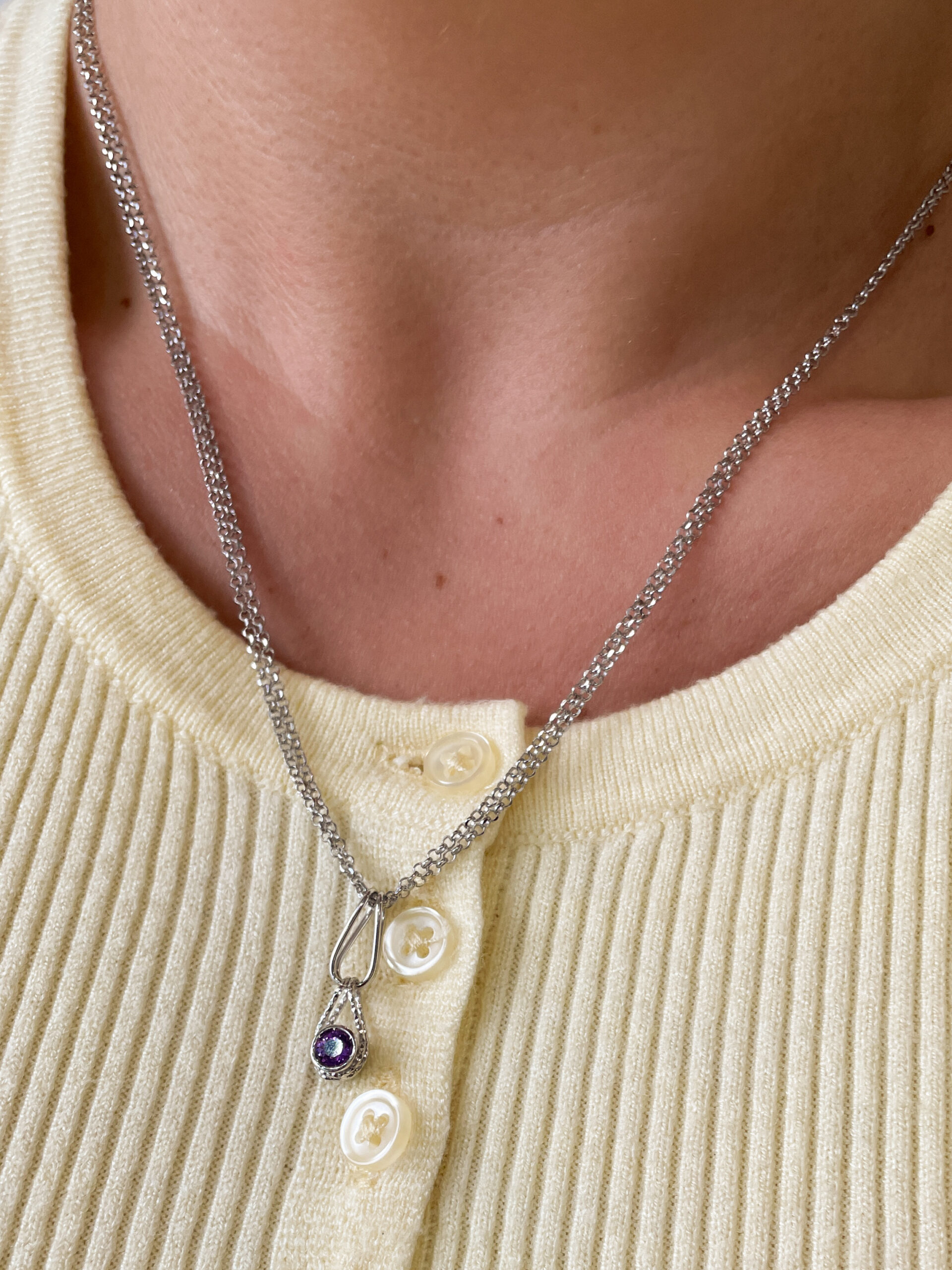 Sterling Silver Amethyst & Blue Topaz Reversible Necklace