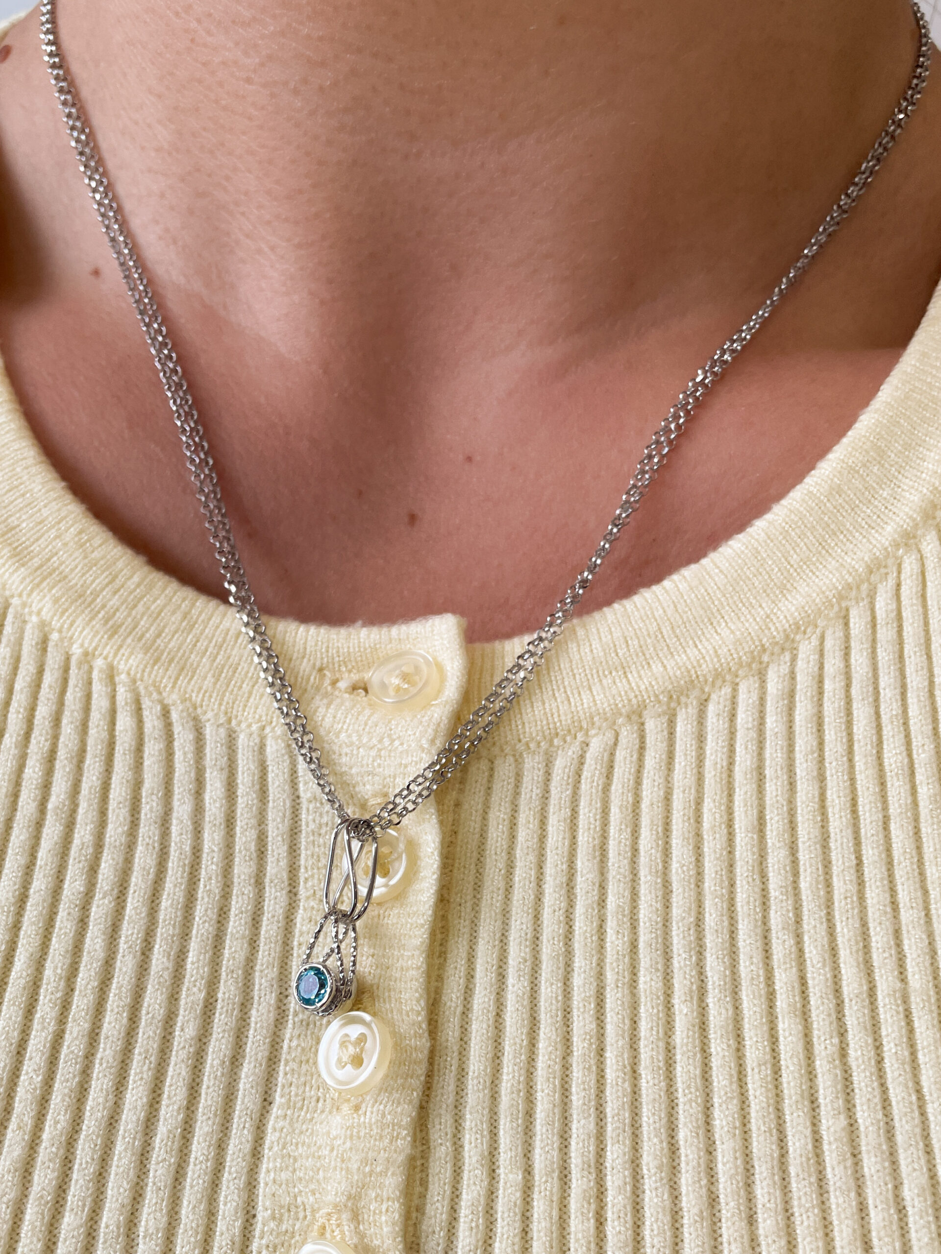 Sterling Silver Amethyst & Blue Topaz Reversible Necklace