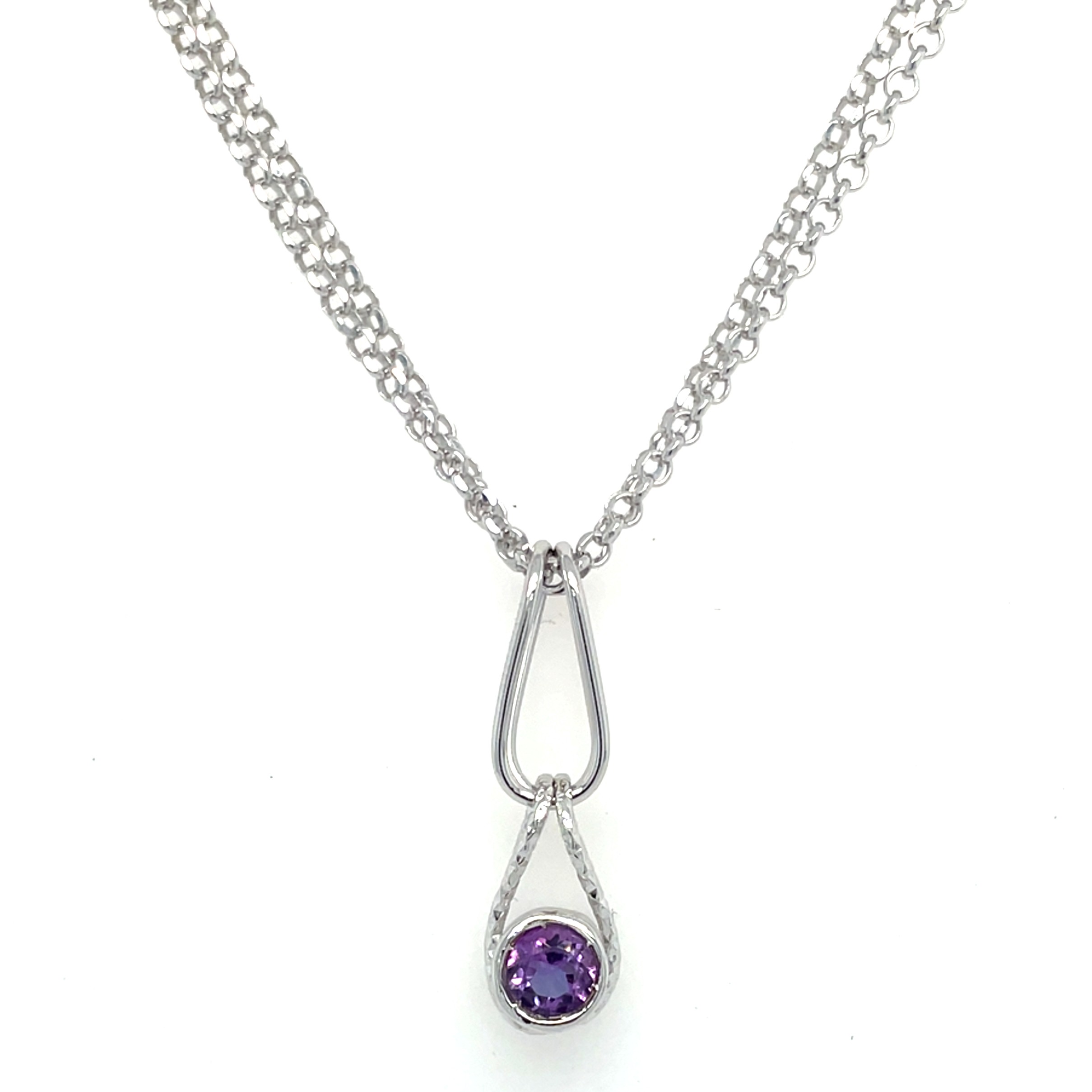 Sterling Silver Amethyst & Blue Topaz Reversible Necklace