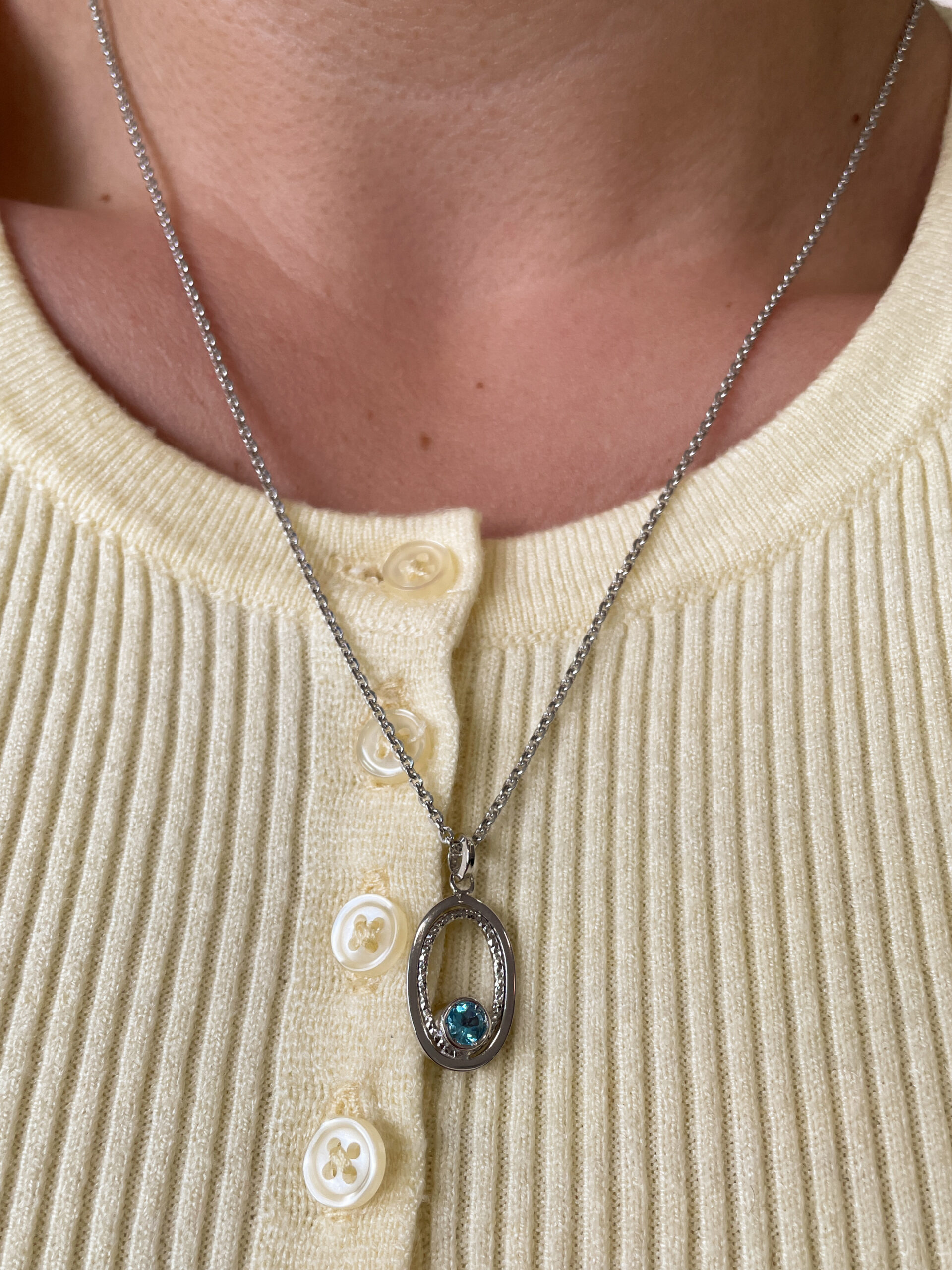 Sterling Silver Amethyst & Blue Topaz Reversible Oval Necklace