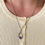 Sterling Silver Amethyst & Blue Topaz Reversible Oval Necklace