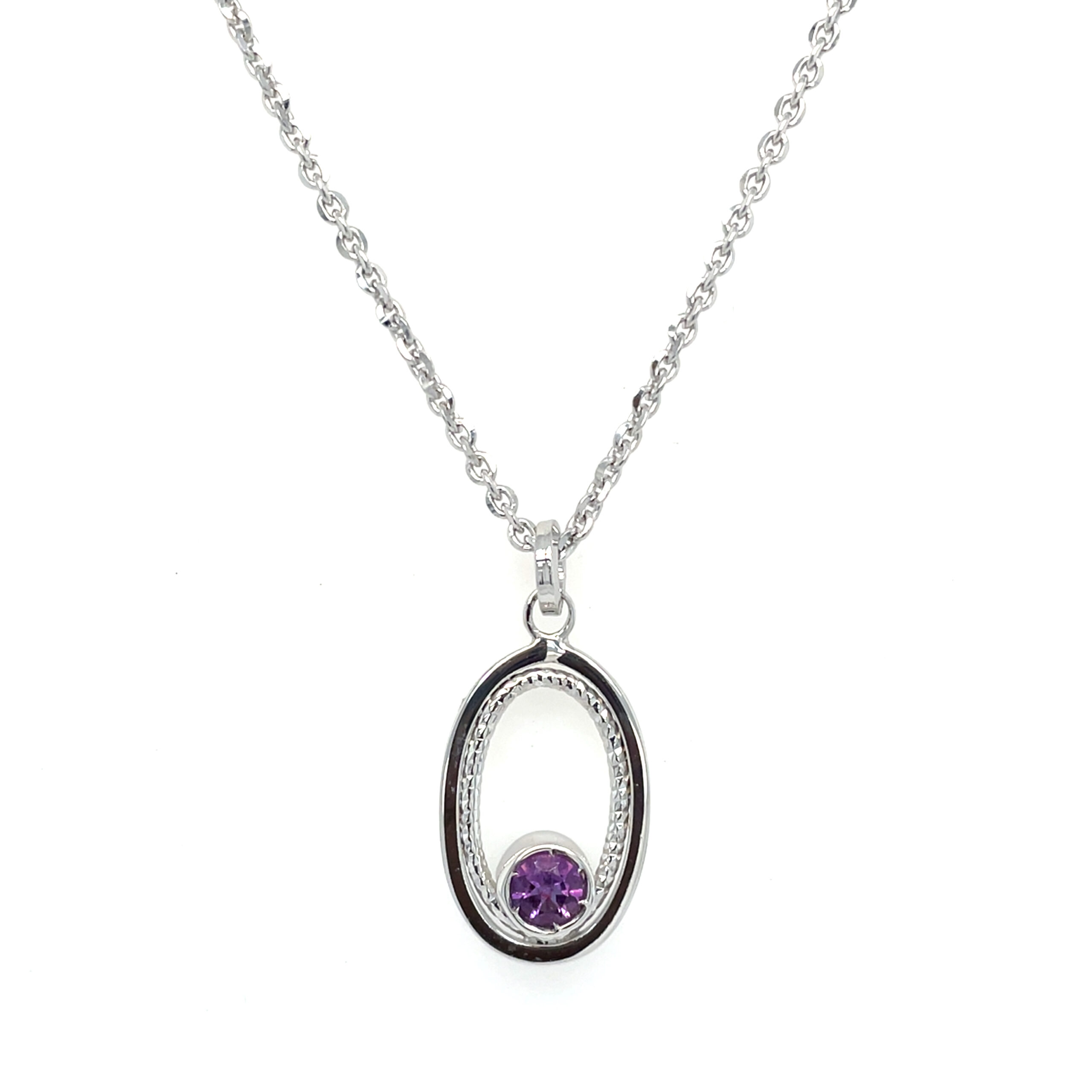 Sterling Silver Amethyst & Blue Topaz Reversible Oval Necklace