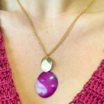 Sterling Silver Yellow Gold-Plated Royal Merlot Circle Necklace