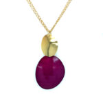 Sterling Silver Yellow Gold-Plated Royal Merlot Circle Necklace