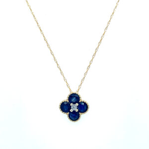 Yellow Gold Sapphire Quatrefoil Necklace