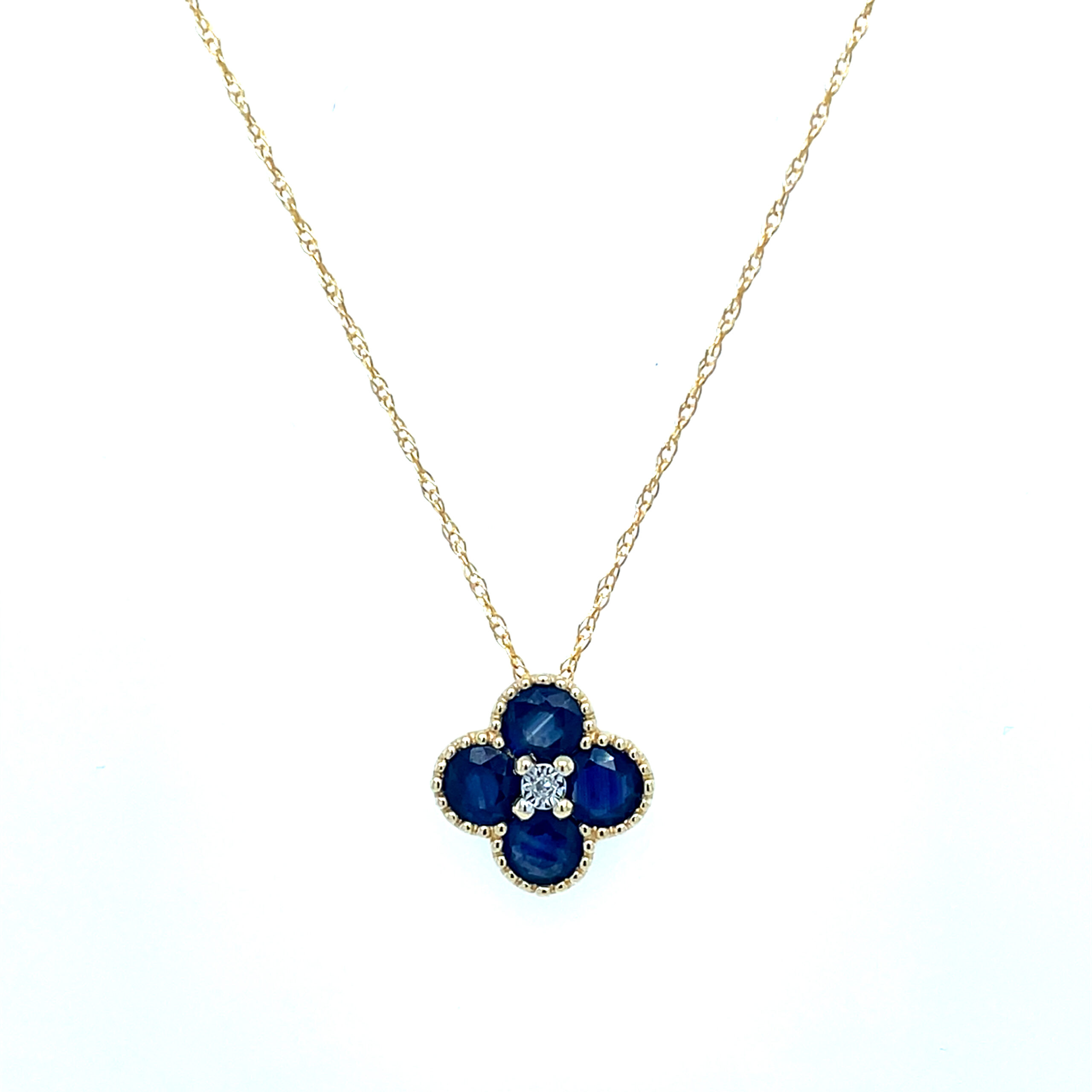 Yellow Gold Sapphire Quatrefoil Necklace