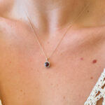 Yellow Gold Garnet Necklace with Diamonds