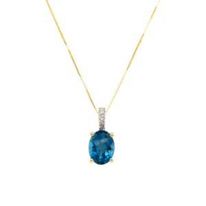 Yellow Gold London Blue Topaz Necklace