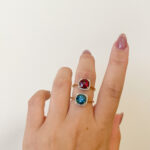 Yellow Gold Ring with London Blue Topaz and Diamonds