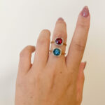 Yellow Gold Garnet Ring with Diamond Halo