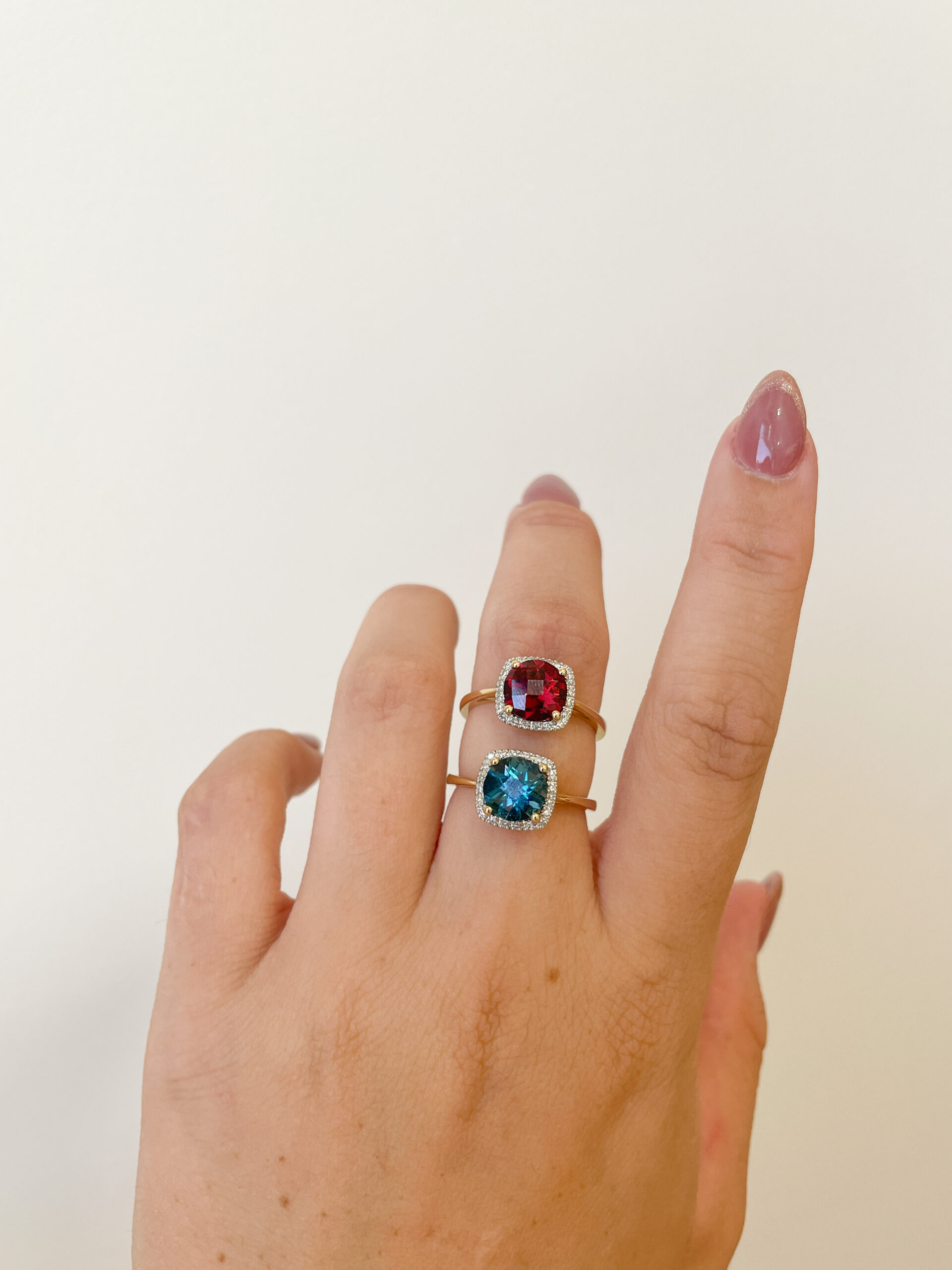 Yellow Gold Ring with London Blue Topaz and Diamonds