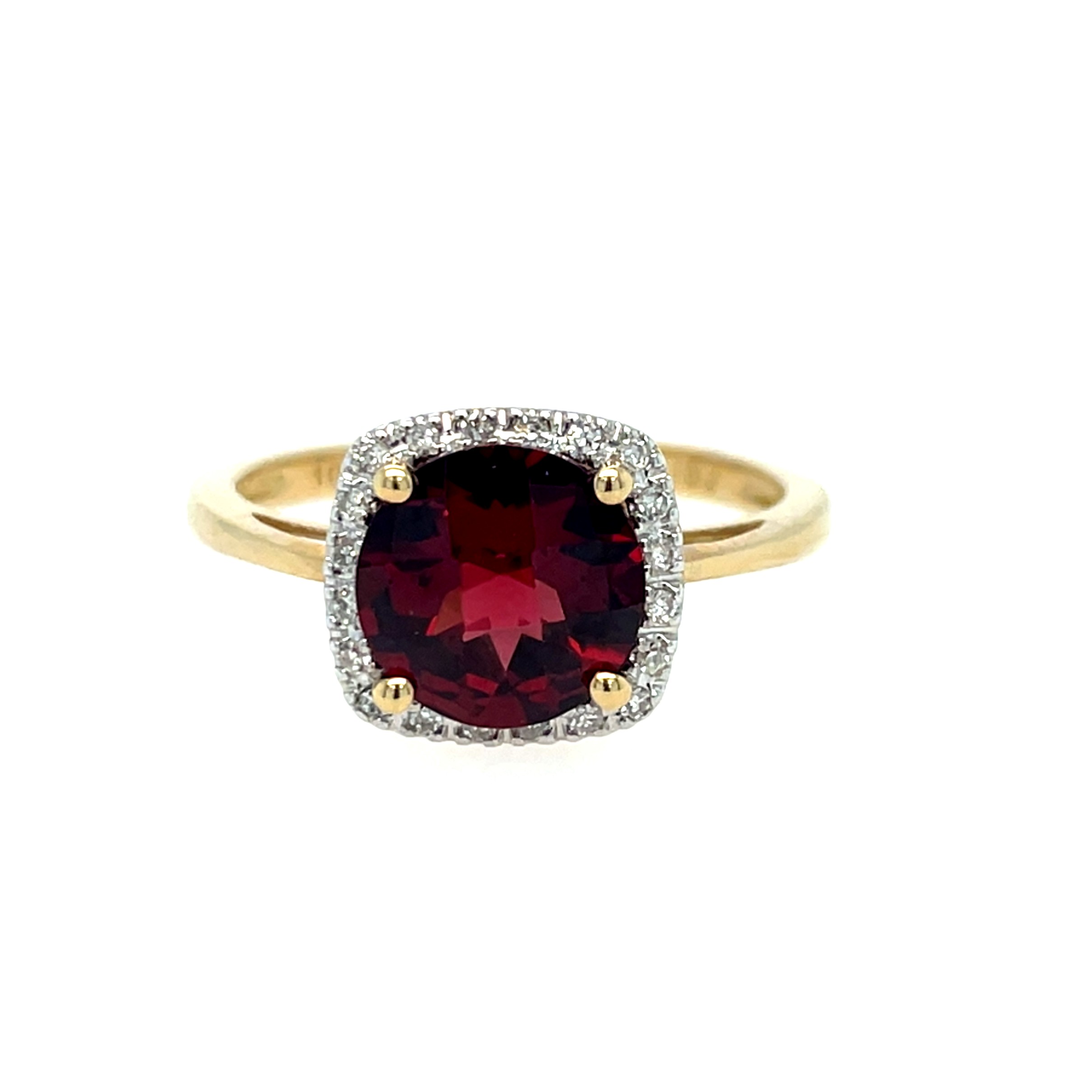 Yellow Gold Garnet Ring with Diamonds