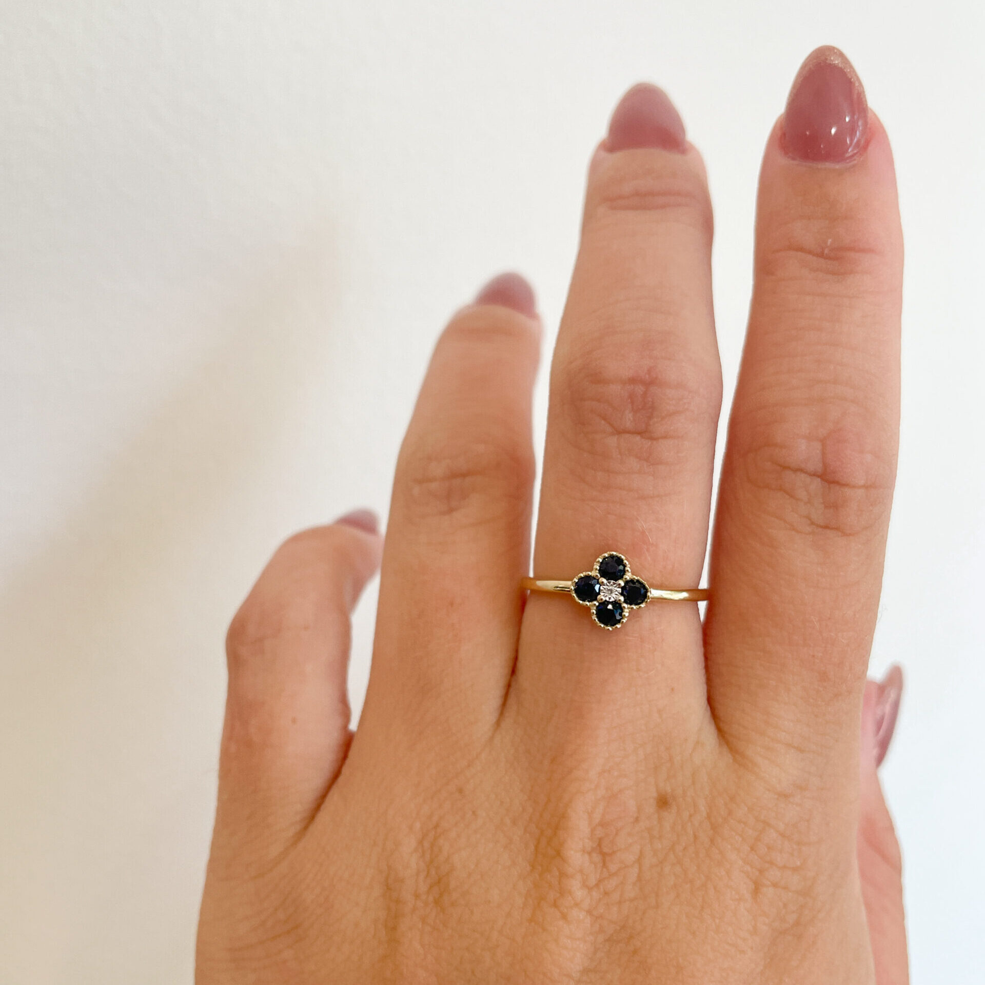 Yellow Gold Quatrefoil Sapphire Ring