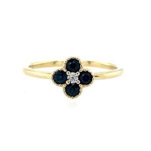 Yellow Gold Quatrefoil Sapphire Ring