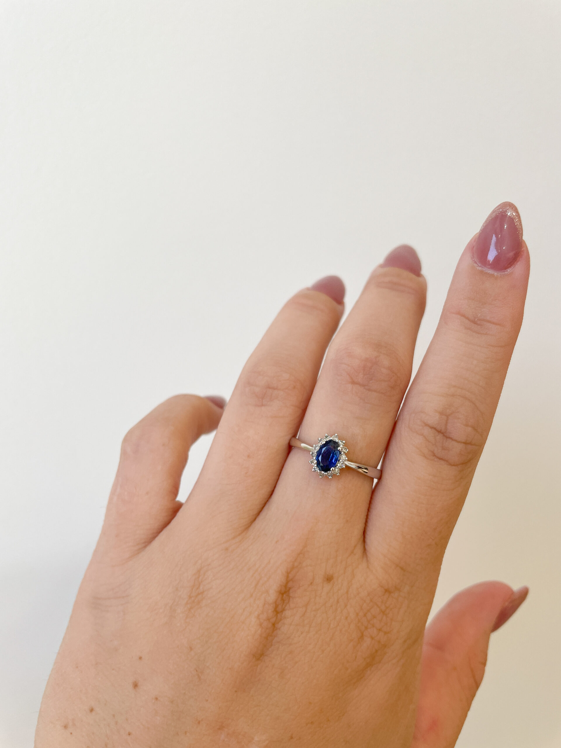 White Gold Sapphire and Diamond Ring