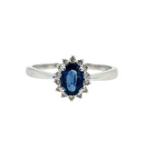 White Gold Sapphire and Diamond Ring