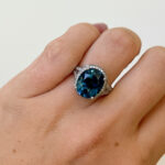 Yellow Gold Ring with London Blue Topaz and Diamonds