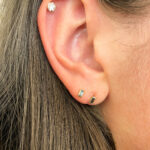 Single Yellow Gold Mini Bezel-Set Baguette Tanzanite Stud Earring