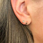 Single Yellow Gold Mini Bezel-Set Baguette Tanzanite Stud Earring
