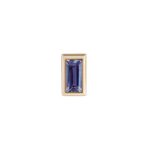 Single Yellow Gold Mini Bezel-Set Baguette Tanzanite Stud Earring
