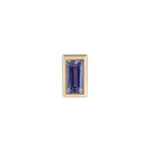 Single Yellow Gold Mini Bezel-Set Baguette Tanzanite Stud Earring