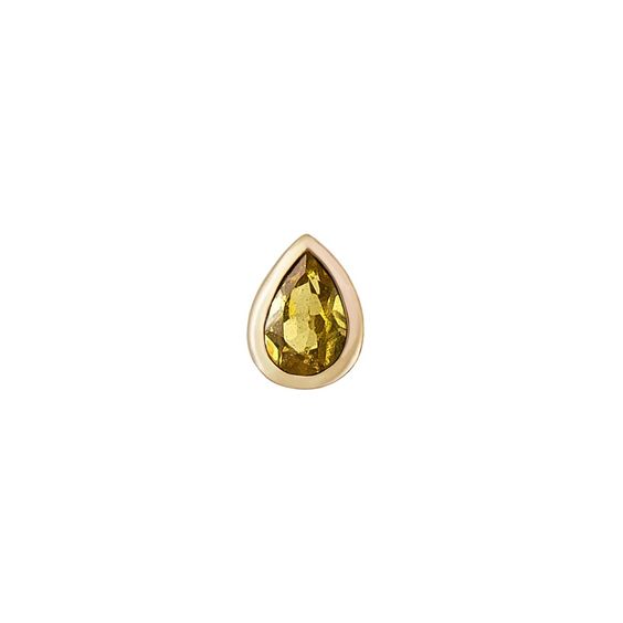 Single Yellow Gold Mini Pear-Shaped Bezel-Set Yellow Sapphire Stud Earring